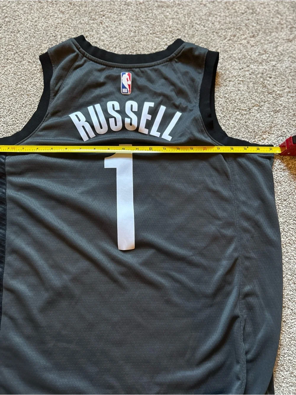 Nike BKLYN #1 Russell Black Basketball Jersey